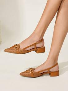 CUCCOO CHICEST 休闲露跟搭扣尖头女式平底鞋 - 咖啡棕 - 查看 2