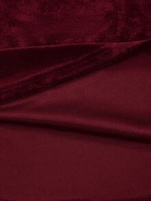 Glisette Váy dài tay trễ vai bằng nhung đen cổ điển dành cho nữ, mùa thu/đông - Màu Đỏ Sâu - Xem 3