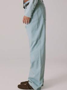 MUSERA High Waist Straight Leg Blue Wash Denim Jeans Casual Cute Winter Cosy Coco Cloud - Baby Blue - View 3