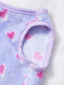 PETSIN 1pc Rose Red Love Printed Pet Tank Top Light Purple Autumn And Winter Warm Flannel Warm Pet Clothes - Multicolor - View 7