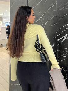 NegzBox Women's Turtleneck Tight-Fitting Long Sleeve Yellow Sweater, Autumn/Winter,Fall,Cozy Fall And Winter Clothes For Women - Yellow - View 2