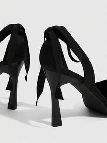 CUCCOO SZL Women's Elegant Pointed Toe Lace-Up Pumps For Commuting For Christmas - Black - View 6