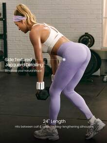 GLOWMODE 24英寸贴身无缝强力冬季吸汗提臀塑形收腰收腹紧身裤，适合中等强度训练、跑步锻炼、秋冬季户外日常运动穿着 - 紫丁香色 - 查看 5