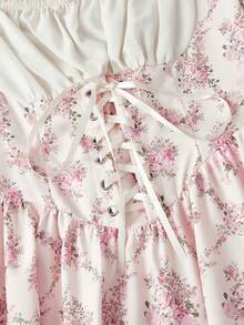 SHEIN MOD 复古碎花拼接连衣裙，女士春季连衣裙，度假装扮，海滩度假服，波西米亚风连衣裙，复古富贵风 - 彩色 - 查看 7