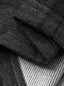 DAZY 抽象印花上衣和天鹅绒宽松裤女士睡衣套装 - 深灰色 - 查看 8