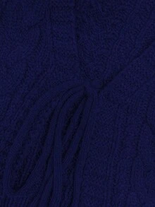 SHEIN Unity Casual Solid Color Lace-Up Cardigan, Autumn/Winter - Blue - View 7
