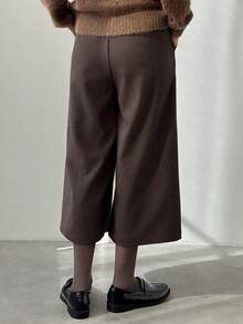 FRIFUL Women's Solid Color Straight Leg Casual Loose Fit Pants With Slant Pockets And Button Decor, Versatile For Autumn/Winter - Navy Blue - View 6