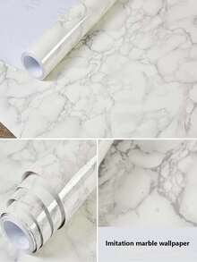 1 Roll Marble Contact Paper Peel And Stick Countertops For Kitchen Waterproof Contact Paper For Desk Rose Pink Marble Countertop Covering Adhesive Vinyl Wrap Renter Friendly Wallpaper - Black and White - View 9