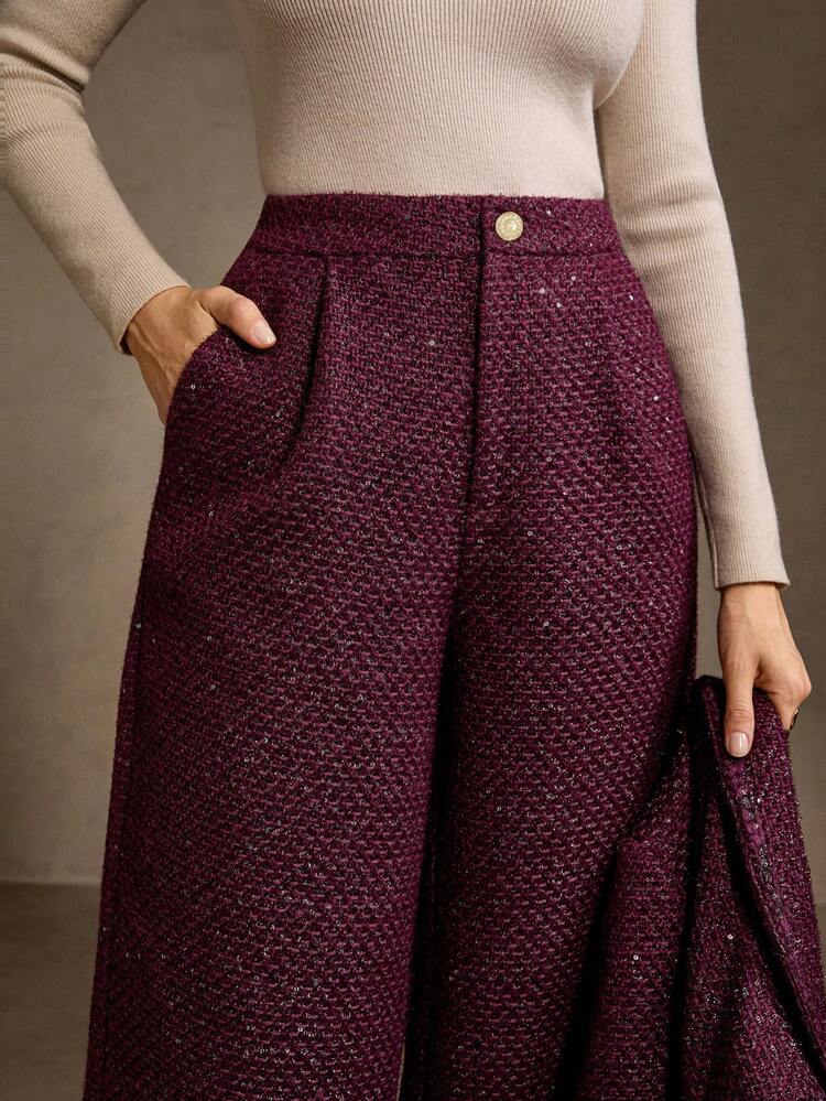 FOLD PLEATED WIDE LEG PANTS