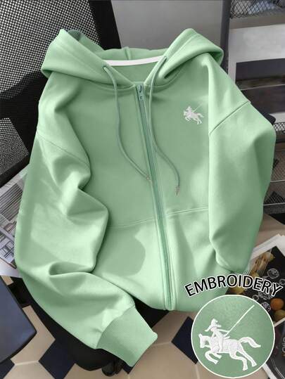 Franclia 女士连帽拉链卫衣，半人马印花图案，休闲外套，适合教师、返校、毕业、日常穿着、冬季外套，时尚百搭，女士连帽长袖卫衣