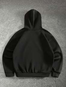 PAVTROS Conjunto casual de dos piezas con capucha y cordón, con impresión de letras, ropa de otoño para hombres - Negro - Ver 2