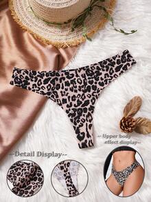 Women's Slim Fit Casual Leopard Print Sexy Thong Underwear ClassicAnimalPrint - Multicolor - View 1