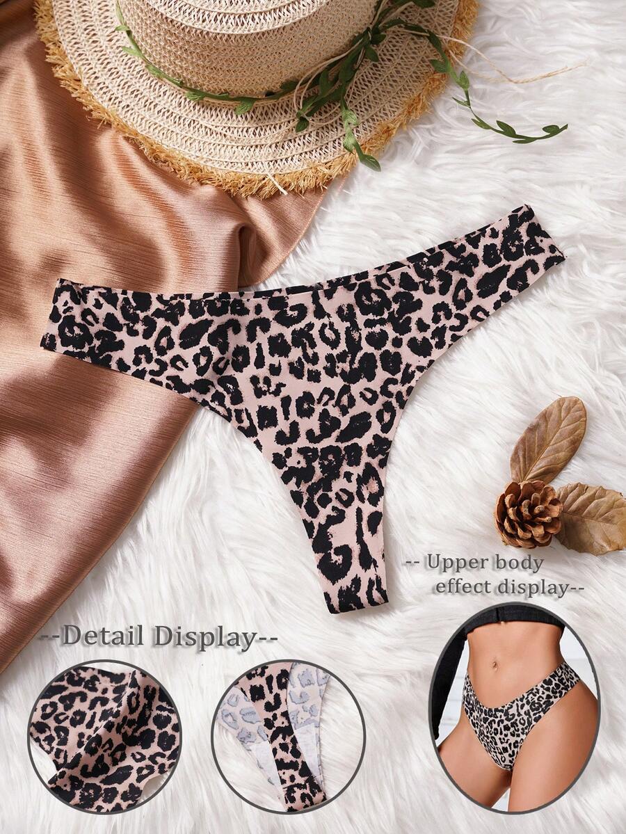 Women's Slim Fit Casual Leopard Print Sexy Thong Underwear ClassicAnimalPrint - Multicolor - View 1