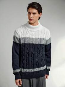 RONVEXI Men's Casual Warm Long Sleeve Turtleneck Pullover Sweater - Multicolor - View 4