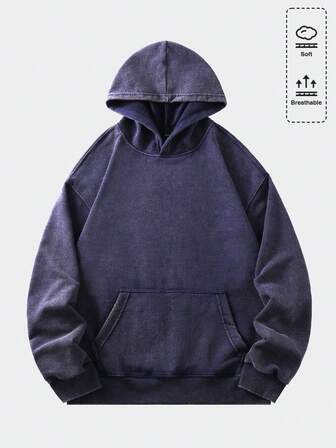 Street Life sweat-shirt à capuche ample et vintage pour hommes (col, ourlet et coutures d'épaule renforcés pour prévenir la déformation)