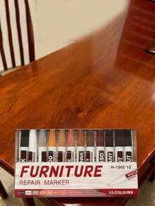 12 Piece Furniture Low Odor Repair Marker Pen Wood Cabinet Floor Touch Up Paint And Filler Stick Scratch Repair Set Touch Up Pen Composite Material Repair, Always Available At Home - one-size - View 5