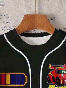 Batwheels X SHEIN Young Boy Summer Casual Letter & Car Pattern Round Neck Short Sleeve T-Shirt - White - View 4