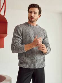 Manfinity CityGents 男士长袖休闲百搭简约罗纹针织毛衣，秋冬男士毛衣上衣 - 彩色 - 查看 6