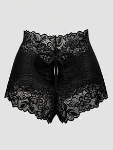 SHEIN One-Piece Lace Women Sexy Open Crotch Panties Lingerie For Going Out - Black - View 3