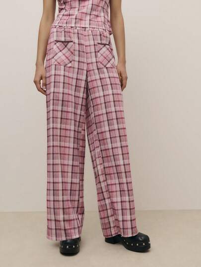 Nöista 格纹长裤，前口袋设计，尽显精致女性魅力，轻松打造时尚优雅造型，是春夏休闲场合的理想之选。