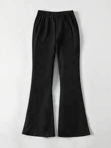 Ontre بناطيل فضفاضة كاجوال للبنات المراهقات مزينة بالراين على الخصر الأسود - الأسود - مشاهدة 2