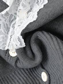 Franclia 时尚博主风系带宽松针织开衫，别致的欧式风格 - 深灰色 - 查看 6