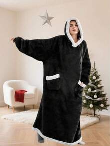 A Large-Size Hooded Sweater, A Woolen Hooded Shirt For Both Men And Women, Made Of Comfortable Flannel Material, With Pajama-Like Functionality, Is A Must-Have For Warmth In Autumn And Winter, Perfect For Home Wear - Multicolor - View 13