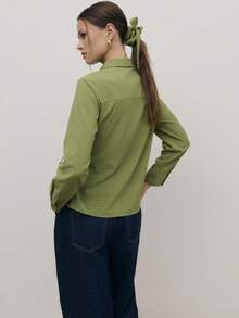 Nöista Check Wrap Shirt Checked Wrap-Style Shirt With Tie Detail And Tailored Fit. Modern, Flattering And Easy To Style-Ideal For Valentine's Day Casual Looks, Smart-Casual Outfits And Transitional Season Wear. - Green - View 2