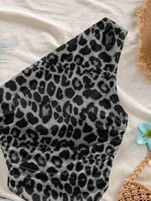 Soleia Blusa sin mangas con estampado de leopardo de moda para mujer, de verano - Gris Oscuro - Ver 3