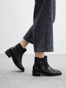 CUCCOO BIZCHIC 女士时尚百搭粗跟踝靴 - 黑色 - 查看 5