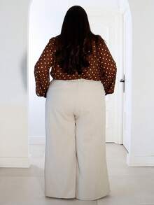 Pretty and Ole Plus Size Versatile Solid High Waisted Straight Leg Slimming Dress Pants Graduation,Back To School,Teacher Outfits For Women Winter Fall Autumn - Khaki - View 2