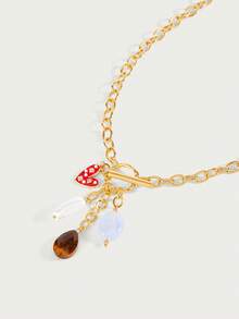 Glisma قلادة قلادة سلسلة مشبك OT مطلية بالذهب عيار 18 قيراط، نقود قديمة، ملابس، قلادة تميمة، أنيقة، معدنية/ملمس، أحجار كريمة، أنيقة، خريف/شتاء، فاخرة، للأم/المرأة/الفتاة/الأم، عتيق، ذهبي - ذهبي أصفر - مشاهدة 6