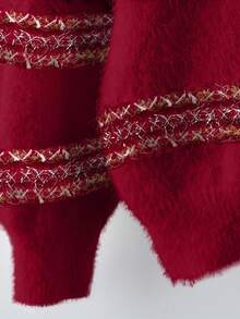 GlowEve CURVE Áo len chui đầu cổ tròn màu tương phản thanh lịch dành cho nữ - Đỏ - Xem 6