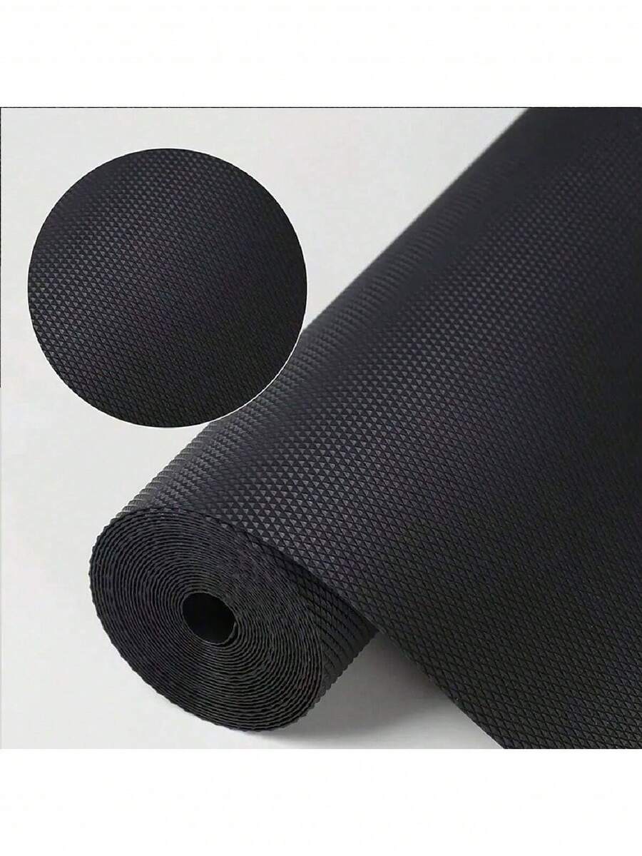 1卷，厨房橱柜衬垫，抽屉衬垫，防水防油橱柜衬垫，防滑抽屉衬垫，EVA材质，无胶，厨房衬垫，台面菱形图案，适用于搁板、橱柜、冰箱、桌子、衣柜等。 - 黑色 - 查看 1