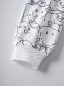 Mr Men Little Miss X SHEIN Tween Girl Casual Cartoon Pattern Hoodie And Pants Set, Autumn - Multicolor - View 5