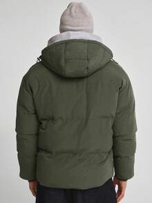 Musero 宽松版型长袖连帽羽绒服，隐形门襟，胸前拉链细节，春夏必备单品 - 軍綠色 - 查看 4