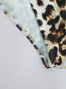 Manfinity Swimmode Sexy Summer Men's Leopard Print Sexy Asymmetrical Shoulder One-Piece Swimsuit, Summer Beach Mens Sexy Swimwear Swimsuits For Men Pool Clothes Men Men Leopard Swim Trunks Men Cheetah Print Swim Trunks