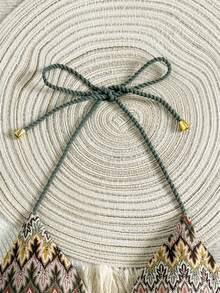 Swim Mod Women's Summer Beach Triangle Top, Unique Textured Hollow Knit Fabric, Rope Neck Tie - Multicolor - View 3