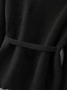 GlowEve CURVE Cardigan lavorato a maglia di taglia grande per donna, in inverno, semplice e alla moda, con bottoni, di colore unito - nero - Visualizzare 7