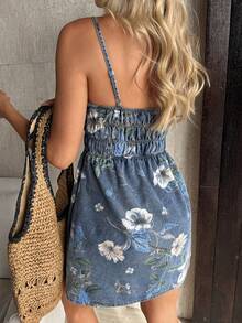 EMERY ROSE 女士休闲印花无袖牛仔连衣裙，适合度假