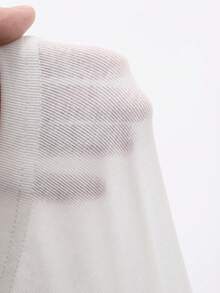 DAZY 女士圆领蕾丝拼接透视修身长袖优雅打底衫 - 白色 - 查看 7