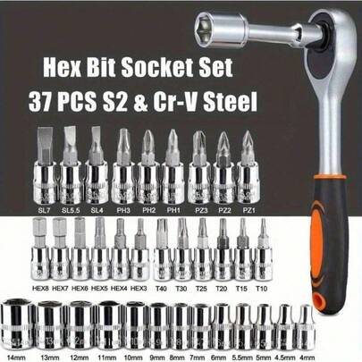 1 Bộ 32 Cái, 1 Bộ 46 Cái Hộp Dụng Cụ Sửa Chữa Ô Tô Chuyên Nghiệp: Bộ Cờ Lê Cót Di Động, Bền Bỉ Và Dễ Sử Dụng - Thích Hợp Cho Sửa Chữa Ô Tô, Thuyền, Xe Máy, Sửa Chữa Công Nghiệp Gia Đình - Bao Gồm Vali
