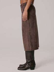 MUSERA Oversized Suede Longline Shorts Casual Cute Winter Cosy Lounge Coco Cloud Summer - Coffee Brown - View 3