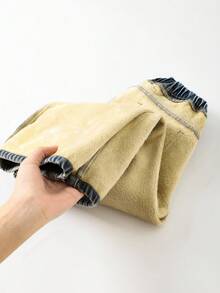 SHEIN Young Boys Loose Fit Blue Denim Thermal Lined Pants, Autumn/Winter - Dark Wash - View 7