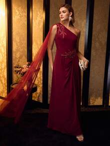 MOTF WOMEN'S ELEGANT SEQUIN EMBROIDERY COCKTAIL DRESS - Burgundy - View 4