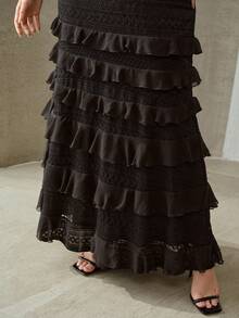 MOTF PREMIUM WOMEN'S PLUS RUFFLE SLEEVELESS PARTY COCKTAIL DRESS, SPRING/SUMMER - Black - View 3