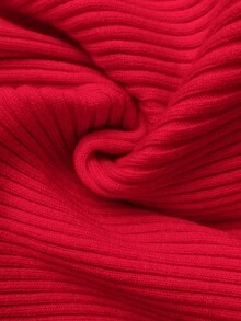 SHEIN 休闲舒适纯色长袖孕妇毛衣连衣裙 - 紅色 - 查看 7