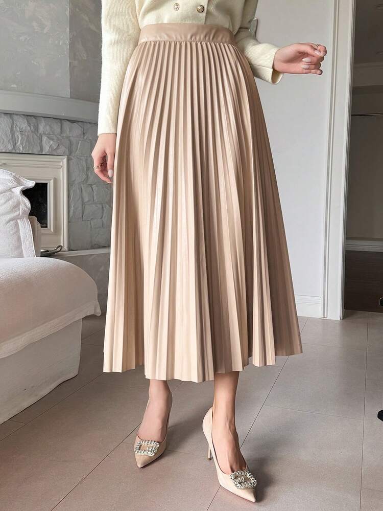 Women's Casual Solid Color Versatile Commute Skirt