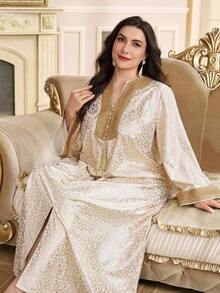 Al Najma 大码女士土耳其长裙和阿拉伯传统长袍 - 彩色 - 查看 7