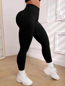 Velisys Plus Size Women Sports Fitness Yoga Leggings, Black - Black - View 2